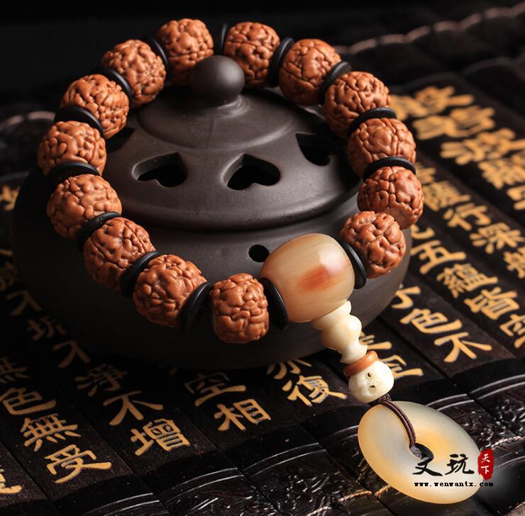 5五瓣肌肉纹小金刚菩提手工艺品 羊角平安扣牛角三通款菩提子手链-1